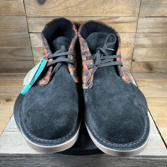 Clarks Mens Size 13 Desert Chukka Boots Black/Orange Wool & Suede Casual NWOB - Picture 3 of 11